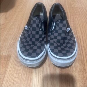 Vans Kids Black and Gray Checkered Slip-On Sneakers